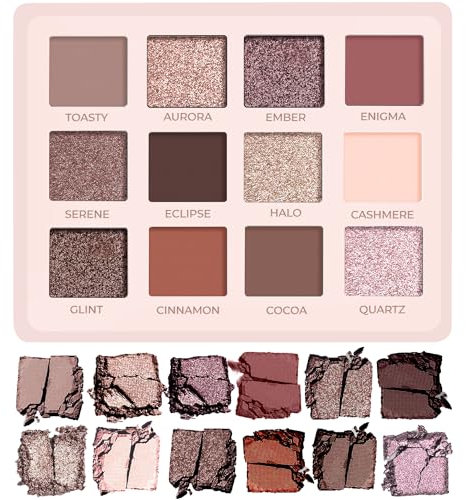 Lamora Paleta de Sombras de Ojos Nude - Altamente Pigmentados 12 Colores Brillantes y Mate - Paleta Maquillaje Profesionales - Vegano & Sin Crueldad 2