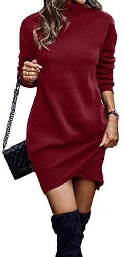 TBSCWYF Las Mujeres En Otoño Sudaderas Vestido Casual De Largas Mangas Cuello Alto Especial Estilo Slim Fit Pullover Camiseta Vestidos Otoño Invierno