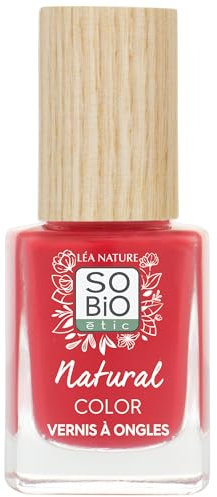 Lea Nature SO Bio Étic | Nagellack natürlich – Natural Color | Mohnrot | doppelte Wirkung Pflege & Farbe – stärkt & schützt | Bio-Rizinusöl stärkend | Vegan | Made in France | 11 ml