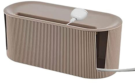 Cable Management Box - Nordic Style Socket Storage Box with Cover | Cable Organiser Box Cable Hide for Protection of Children and Pets (Brown)