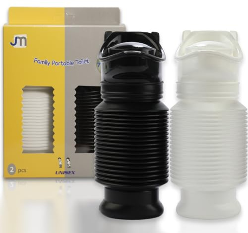 Topcloud Schrumpfbares Urinal, 2 Stück, 750 ml, für Männer und Frauen, tragbar, mobiles Toiletten-Töpfchen, Urinflasche, wiederverwendbar, Notfall-Urinal für Camping, Reisen, Stau und Warteschlangen