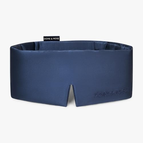 Dore & Rose Deep Sleep Mask for Women and Men - 23 Momme Mulberry Silk Eye Mask for Sleeping and Travel, 100% Blackout, Adjustable Strap, Cooling Soft Black Silk Eyemask Award-Winning Luxury