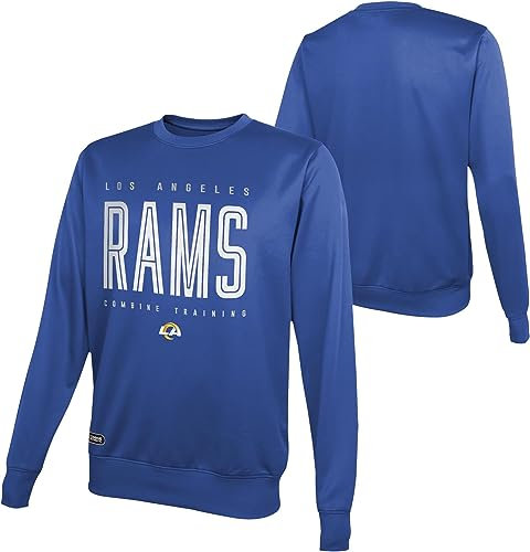 NFL Youth 8-20 Top Pick Team Color Performance Primary Logo Pullover Crewneck Sweatshirt, LOS ANGELES RAMS, 14-16