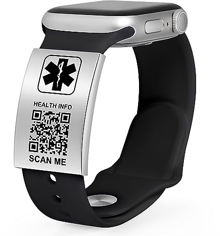 Theluckytag Medizinisches Armband für Damen und Herren mit QR-Code, medizinische Notfall-ID-Armbänder, Titan-Stahl, passt auf Handgelenken von 20,3–25,4 cm, mehr Platz, individuelle Notfall-ID-Info,