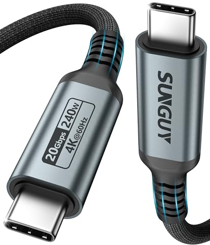 SUNGUY USB C Ladekabel kurz 0,5M 240W Schnellladung 20Gbps Datenübertragung 4K@60Hz Video Ausgang USB C auf USB C Kabel für iPhone 17/16/15 Serie,MacBook Pro, iPad Pro(Air), Galaxy S24/S23 Ultra