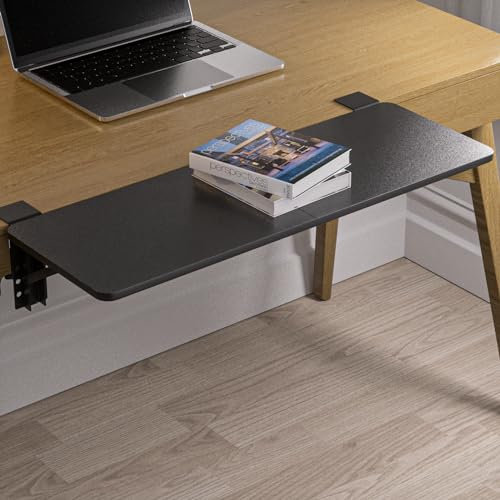 CALASK Schreibtischverlängerung, 69 x 24 cm, große Größe, zum Klemmen, faltbare Tastaturablage, Tischhalterung für Sitz-/Stehpulte (schwarz)