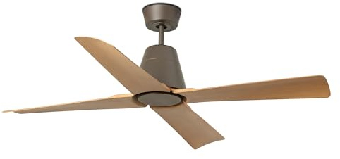 FARO BARCELONA Outdoor Energiespar Deckenventilator mit Fernbedienung Typhoon Braun/Ahorn IP44