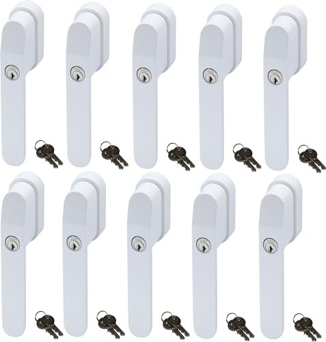 ABUS FG400W, abschließbarer Fenstergriff in weiß im Set 10 Stück, alle gleichschließend AL0145 mit zwanzig Schlüsseln