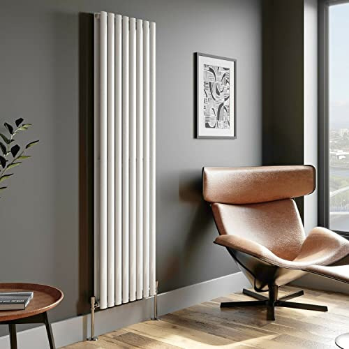 Greened House White Oval Tube Radiator 1800 x 480 Double Column | Vertical, Tall, Central Heating, Panel Radiator