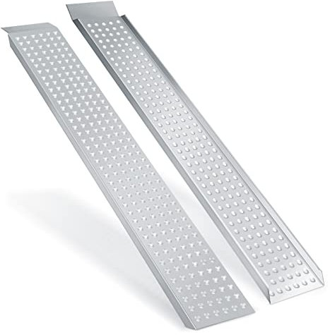 Fogmiea 2X Auffahrrampe, 400 kg Tragfähigkeit, Verzinkter Stahl Auto Laderampe,rutschfeste Verladeschiene, 160x23,5x4cm,für Motorrad, Anhänger, Rasenmäher, Auto Laderampe