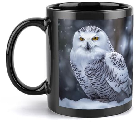 NTVOWPZO Kaffeetassen Große Porzellantasse Arktische Eule Keramik Steeping Mug mit Henkel Porzellan Kaffeetassen Lustige Tasse Teetassen mit Henkel für Männer Frauen