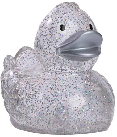 Generic - Ente glitzersilber - Quietscheente - Badeente - Klassisch, Einfarbig, Silver mit Beige-Unterton, Kunststoff, 8 cm, 8 Stück, Alle Gelegenheiten