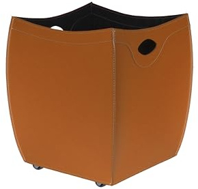 LIMAC Design BOTTE Kaminholzkorb aus Leder, holzkorb für kaminholz Modern und Design, Brennholzkorb mit gummierten Rädern, Exklusives Produkt, hergestellt in Italien. Braun