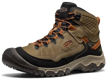 KEEN Men's Targhee 4 Mid Waterproof Hiking Boots, Sea Turtle/Roasted Pecan, 10