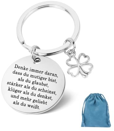 ORUZA Du Schaffst das Glücksbringer Schlüsselanhänger Metall Mutmacher Schlüsselanhänger mit Gravur für Frauen Männer Familie Freunde Kollege Schüler, Silber