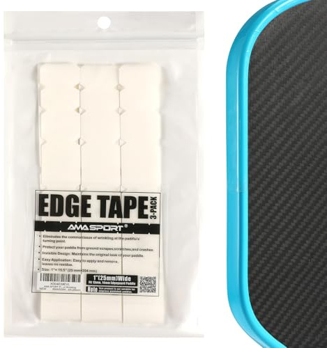 AMA SPORT Pickleball Paddle Edge Guard Tape 3 Pack Clear Edge Protection Tapes 25mm Width Perfectly Fits Curved Without Wrinkling (394mm Length)