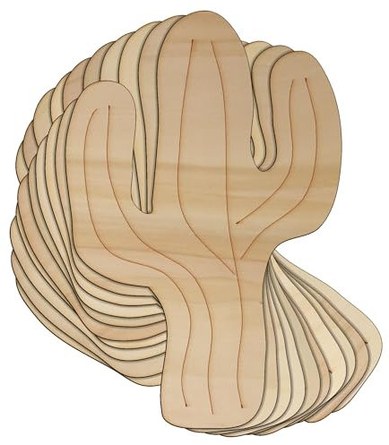 10 x Holz-Kaktus-Bastelbaum, 3 mm, mexikanische Wüste, stachelig (10 x 6,6 cm, ohne Loch)