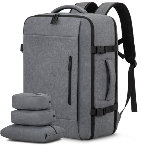 LOVEVOOK Handbagage ryggsäck, stor reseryggsäck män kvinnor bagage ryggsäck flygplan väska, resa ryggsäck bära på bagage, resväska resväska cabin bag för resor arbete vandring, LJUSGRÅ, 17,3 Zoll