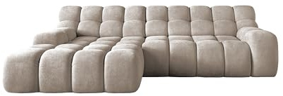 DomiMeble DomoHome- Campile Big Ecksofa mit Schlaffunktion Sofa Modern Couch Eckcouch Wohnzimmer Möbel Ausfahrbarer Sitz Sofa L Form, Links Size: 85x288x119 cm Stoff: Eden 4 Farbe: Beige
