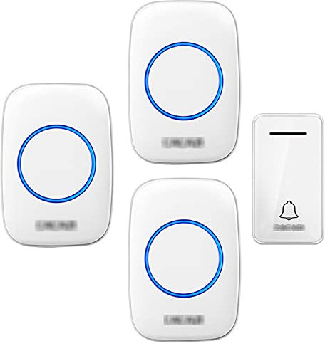CAFIEDR Wireless Doorbell, Waterproof Wall Plug-In Cordless Door Chimes Kit with 36 Chimes & 4 Level Volume 3 Receivers And 1 Remote Push Buttons, No Batteries Required,White(White)