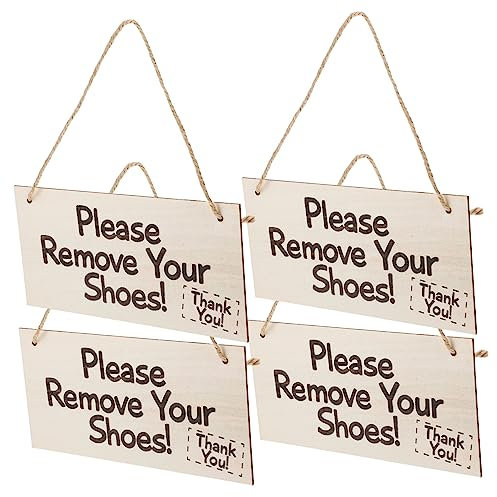 HOLIDYOYO 4stücke Holz Türschild Bitte Schuhe Ausziehen Hängendes Schild Für Hausflur Eingangstür Oder Wohnzimmer Langlebige Dekoration Aus Holz Klare Druckgrafik Für Drinnen Und