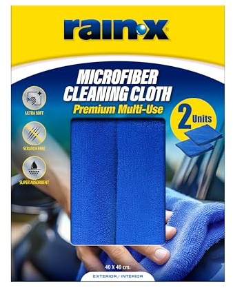 Rain-X Mikrofasertücher für Auto, Motorrad, Boot & Haushalt - 2 STK. | Fusselfrei und Kratzfrei - Saugfähig - Zum Trocknen, Polieren und Reinigen