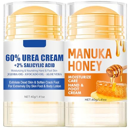 Urea Cream 60 Percent for Feet - 2PCS Urea Foot Cream and Honey Foot Creams - Foot Cream for Cracked Heels and Dry Skin - Cracked Heel Repair Cream - Skin Care Hands & Feet - Foot Moisturiser