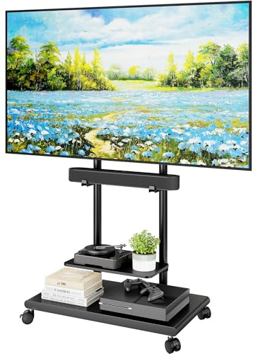 ECOTINY TV Ständer Rollbar mit Soundbar Halterung für 50-90 Zoll bis 70kg