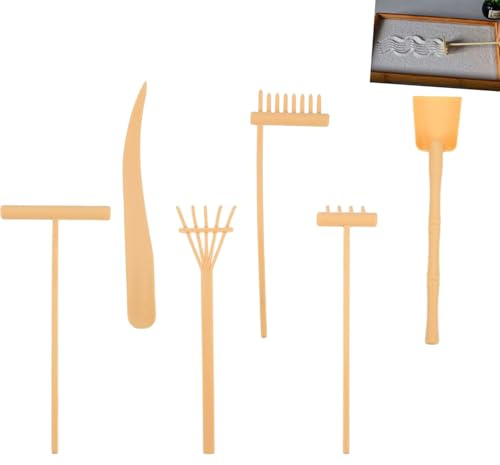 JFangZHZH 6 Stück Mini Zen Sand Rechen Kunststoff Rechen Für Sand,Rechen Werkzeug,Mini Zen Garten Werkzeuge Zubehör,Garten Rechen Feng Shui Dekoration für Home Office Tisch
