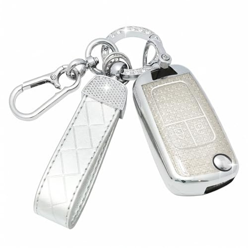SparkleJoy Autoschlüssel Hülle mit Schlüsselanhänger Kompatibel mit Chevrolet Trax Opel Vauxhall Adam Astra Corsa Meriva Mokka Movano Zafira Buick Schlüssel，TPU Schutzhülle Cover - Flip Key