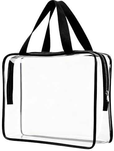 AYNKH Klare Tote Tasche, Transparente große wasserdichte Toilettenartikel Tasche, Dicke PVC-Reißverschluss Kosmetiktasche, Reise Zubehör Strand Aufbewahrung Organizer Handtasche