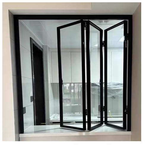 Fenêtre coulissante rétractable personnalisée – Séparateur à deux volets en alliage d'aluminium et verre trempé pour sous-sol, salle de bain, bureau, lofts et buanderies (140 x 80 cm)