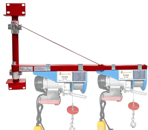 Elektrischer Hebezeug-Stützarm,Tragkraft Hebezeughalter 300kg, 180° schwenkbarer Schwenkarm mit Stange Hebezeugrahmen aus Stahl, Gerüsthebezeug HebearmWindenhebezeugarm, für Garage Werkstatt