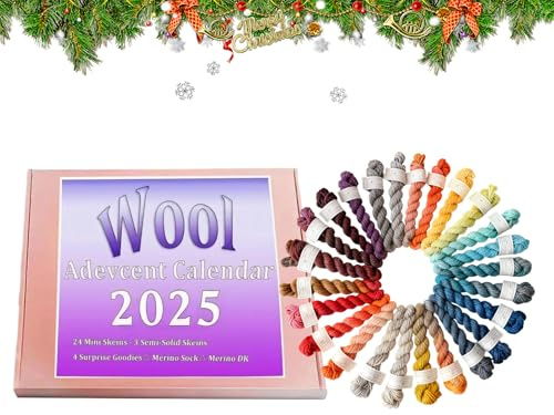 Adventskalender Wolle zum Stricken 2025, 24 Tage Wolle Stricken Adventskalender – Saisonales Handwerk für Mädchen Frauen Freunde Stricken | Für Strickwaren Mädchen | Adventskalender – saisonales Bastelzubehör für Mädchen Frauen Stricken | Für Strickwaren