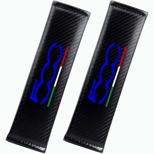 2 Pz Auto Cintura Di Sicurezza Cuscinetti Per Fiat 500 500C 500X 500L Fibra Di Carbonio Copre Spalline Morbide Comode Accessori Interni (Blu)