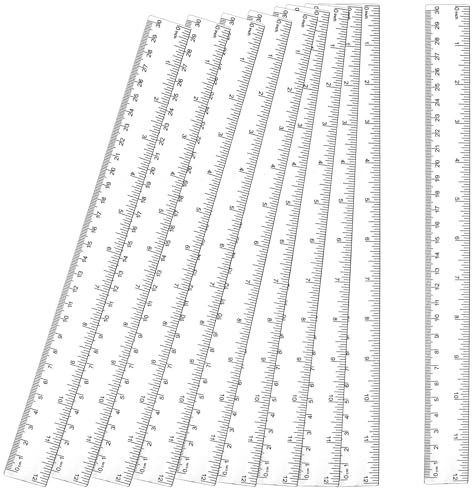 TIESOME 10 Stück Lineal 30 cm,12 Inch Kunststoff Lineal Transparent Lineale Set Mit Metrische&inch-Skala Präzision Messwerkzeug Lineale Set für Büro Schüler und Lehrer
