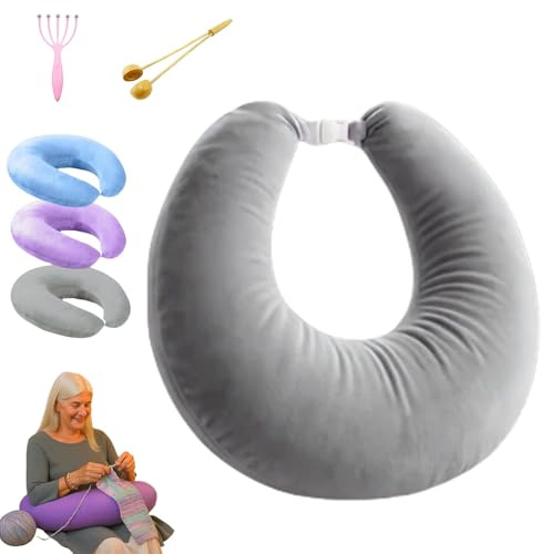 HOPASRISEE Ergonomisches Crealis Kissen für Handarbeiten, Leseknochen Erwachsene, Strickkissen, Ihr Komfort-Verbündeter für Kreative Momente(Grau)