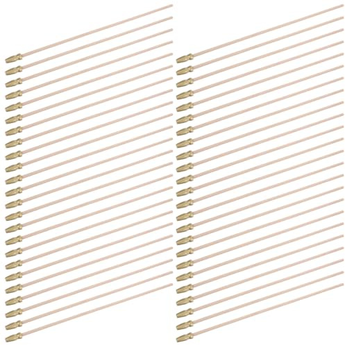 Toyvian 40pcs Wooden Handheld Flagpole Sticks 31.5cm DIY Hand Flag Making Accessories with Easy Assembly and Versatile Use for Party Decor and Festivals, Natural Wood Flag Pole Stick 0.5cm