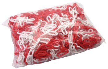 ES-Team UVKT0630 - Absperrkette Kunststoffkette Farbe:rot/weiß - Gliederstärke: 6 mm - Robuste Kette 25 m im Beutel