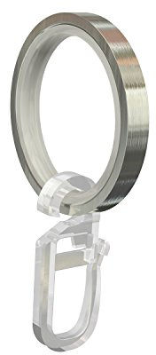 Flairdeco Inserto Deslizante y Gancho para Pliegues, Anillas para Barra de Cortina de 16/20 mm de diámetro, 12 Unidades, Metal, Aspecto de Acero, 33/24 mm