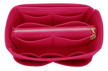 LEXSION Insert de rangement en feutre pour sac à main avec fermeture éclair pour Speedy Neverfull MM GM, rose, Medium