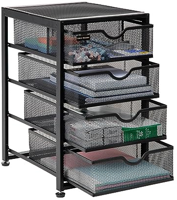 Mind Reader Aktenaufbewahrungsschubladen, Schreibtisch-Organizer, Aktenaufbewahrung, Büro, Metallgitter, 26 cm L x 32 cm B x 40 cm H, Schwarz
