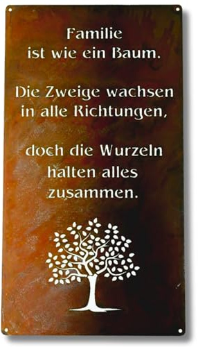Rostikal Familie wie ein Baum – Liebevolles Deko Gartenschild aus Metall in Rostoptik, wetterfest & langlebig - ideal als Geschenk in jeden Garten & Außenbereich