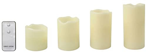 Gravidus LED Echtwachskerzen-Set mit Fernbedienung, flackernde warmweiße Leuchtfunktion, sicher für Kinder und perfekt für stilvolle Dekoration, 4er-Set