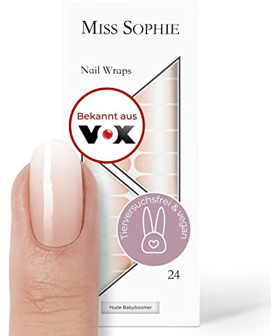 Original Miss Sophie Nagelfolien I 24 ultra-dünne Nagellack-Streifen mit Farbverlauf Nude Babyboomer I Für Finger- & Fußnägel I Hält auf Natur- sowie lackierten, Acryl-, Gel- & Shellac-Nägeln