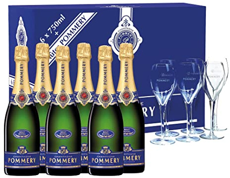 Pommery Champagner Royal Brut + 6 Gläser 12,5% 6-0,75l Flasche