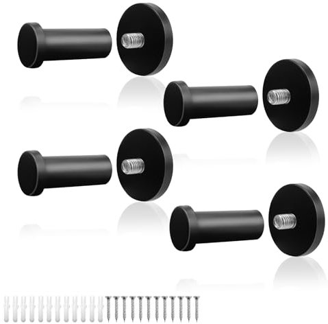 WJUAN 4 Pcs Black Round Wall Hooks, 53 mm Concealed Coat Hooks Suitable for Installation in The Kitchen, Bathroom, Study and Master Bedroom to Hang Objects