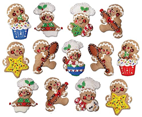 Gingerbread Chefs Felt Ornament Kit - Makes Set of 13