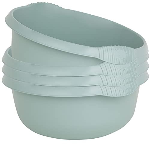 #11 4x Schüssel Set rund grün - 9 Liter - 36 cm - Waschschüssel Spülschüssel Wasserschüssel - Lebensmittelecht - Kunststoff Spüle