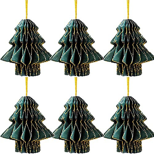 Marooma Weihnachtsparty-Dekoration, 6 Stück, Seidenpapier-Bommel, Weihnachtsbaum-Hänge-Papier, Wabenbälle, sortierte Papier-Ornamente für Heimdekoration